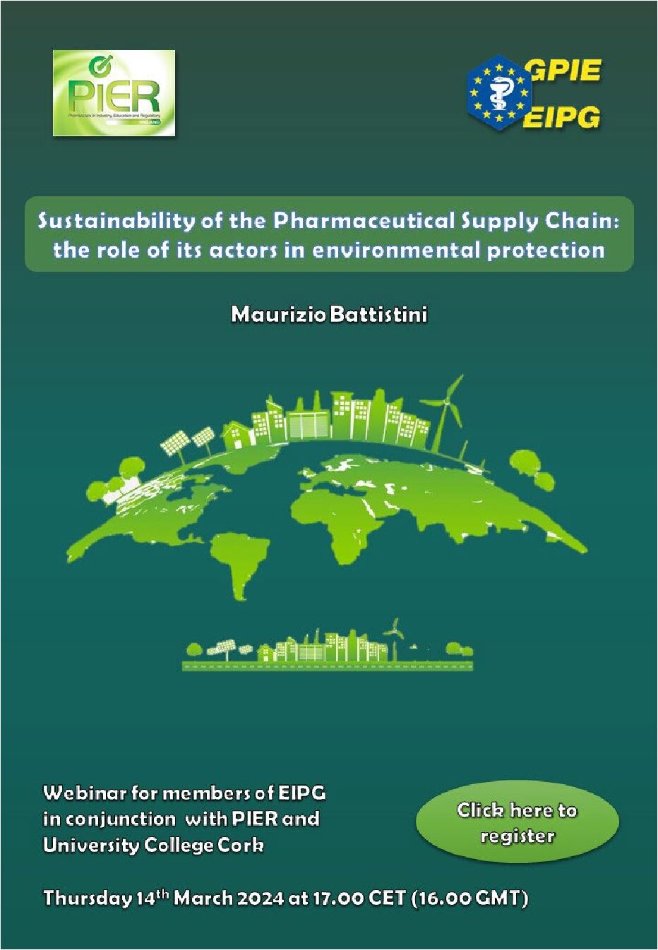 Διαδικτυακό σεμινάριο της EIPG με τίτλο : ‘’Sustainability of the Pharmaceutical Supply Chain: The role of its actors in environmental protection’’